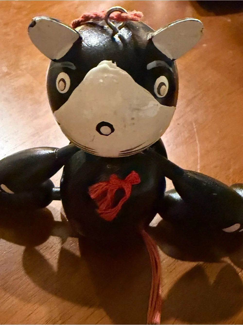 Vintage WoodenHandcrafted Black & White Cat collector’s item.